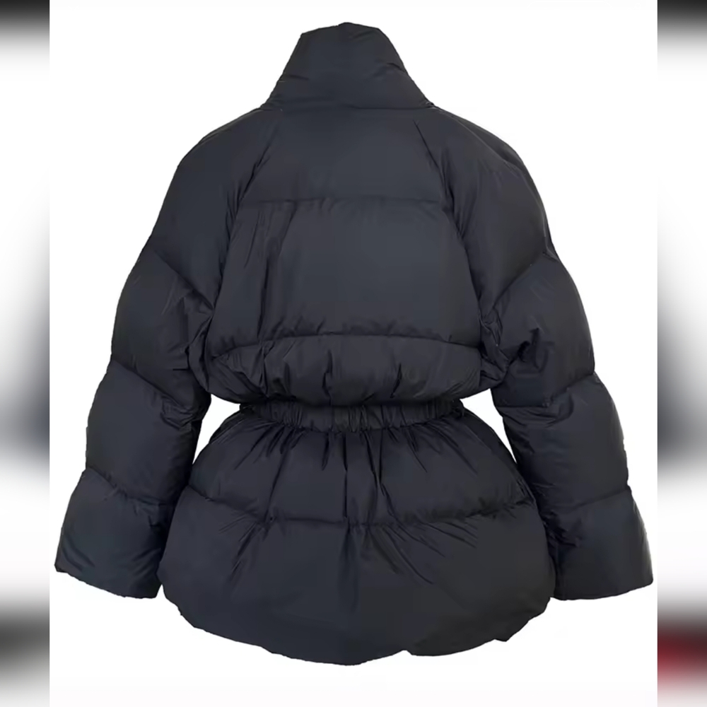 Jacket With Belt Warm Elegant Stylish Snow Parka Puffer Jacket - Picture 4 of 4